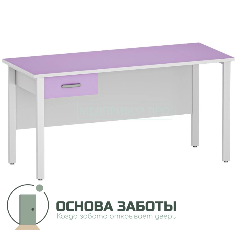 Стол медицинский на металлическом каркасе М-СЛМ-120/60ДП (ДСП с пластиком)
