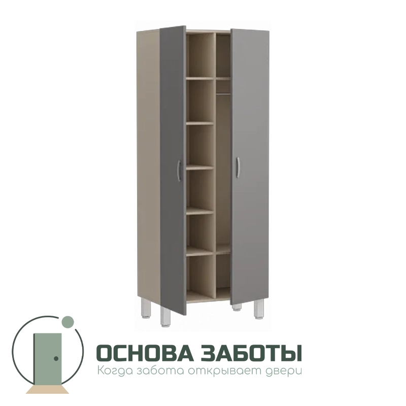 Шкаф медицинский двухстворчатый, М-ШП-80/45 (МДФ с пластиком, 7 полок)