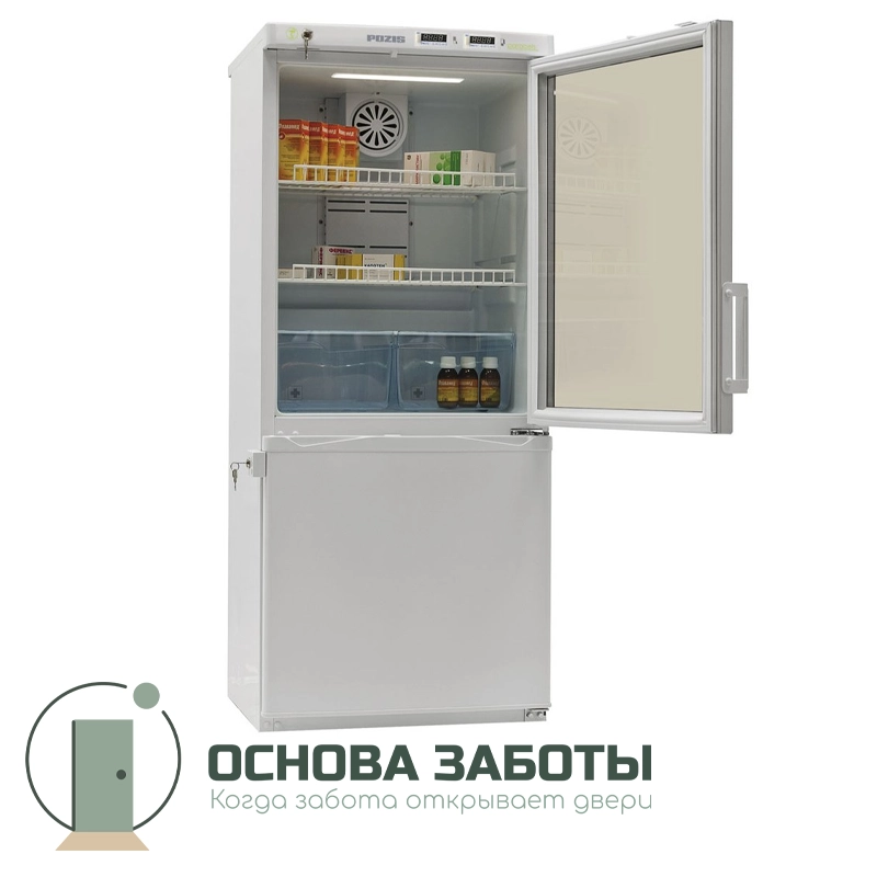 Холодильник комбинированный лабораторный ХЛ-250-1 POZIS (тон. стекло/металл)