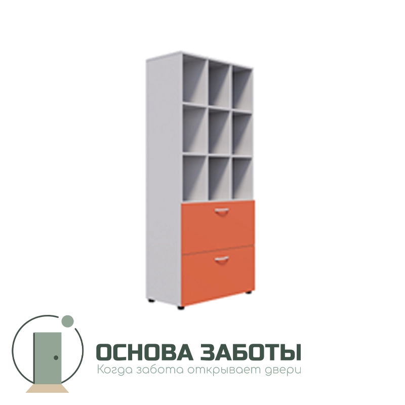 Шкаф стеллаж с ящиками